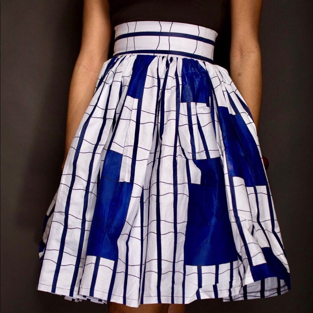 Flare and flirty white and blue skirt
